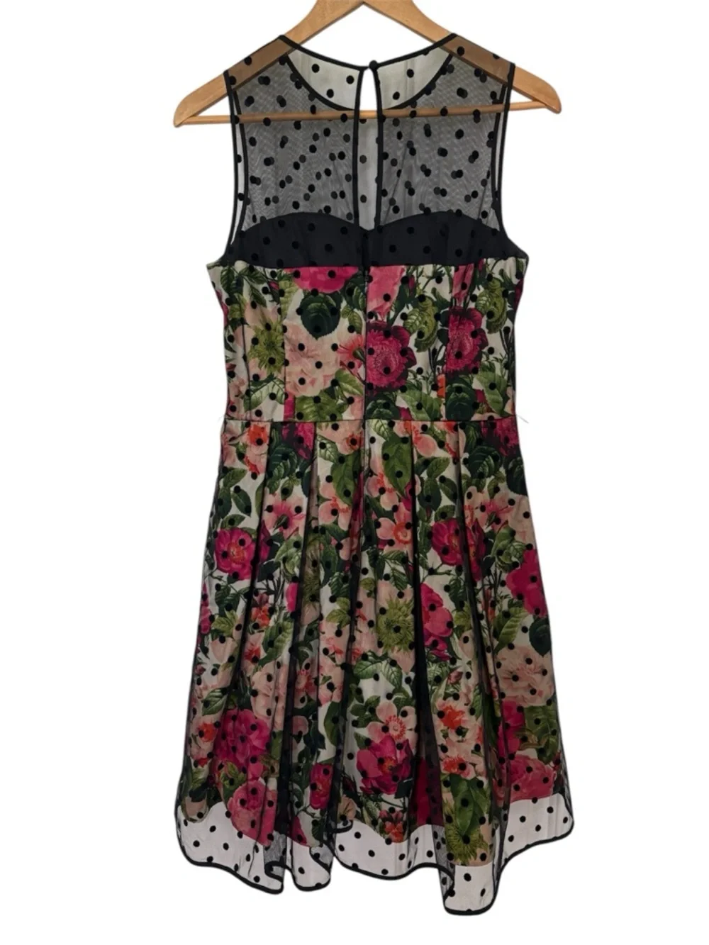 Eliza J Floral & Polka Dot Mesh Overlay Fit & Flare Party Dress 10 - Picture 4 of 8
